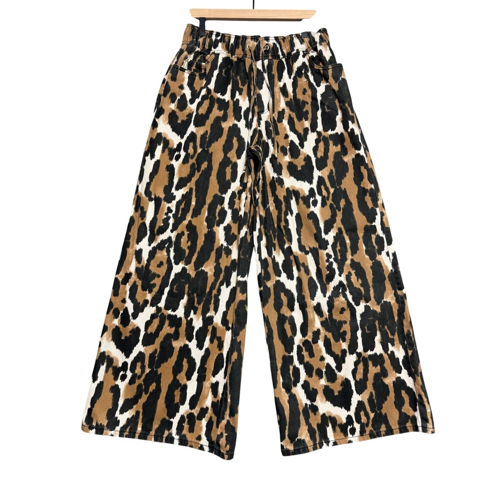 Aje Studio Sienna Jeans Womens 6 Animal Leopard Print Wide Leg Boho Streetwear
